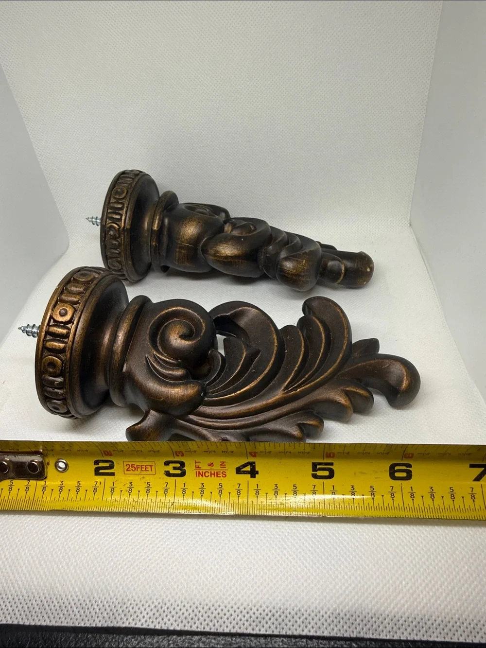 Antique Bronze Finials - Decorative Pair- set of 2- resin with attached screws